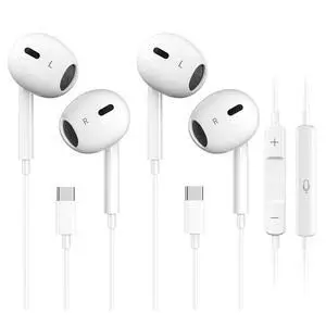 2 Packs USB C Wired Headphones for iPhone 17/16/15 Earbuds, Type C Earphones with Mic & Remote Control Noise Cancelling for iPhone 17 16 15 Pro Max Plus, iPad Pro, Galaxy S25/S24 and More 2 Packs USB C Wired Headphones for iPhone 17/16/15 Earbuds, Type C Earphones with Mic & Remote Control Noise Cancelling for iPhone 17 16 15 Pro Max Plus, iPad Pro, Galaxy S25/S24 and More