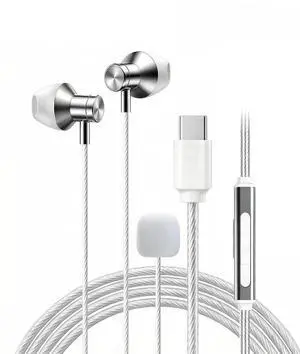 Wired Earphones with Microphone, Wired Bluetooth Earphones in Ear Headphones HiFi Stereo, USB C Headphones for Livestreaming, Singing, Vocal Recording, Listening, Gaming, White, 1Pair Wired Earphones with Microphone, Wired Bluetooth Earphones in Ear Headphones HiFi Stereo, USB C Headphones for Livestreaming, Singing, Vocal Recording, Listening, Gaming, White, 1Pair