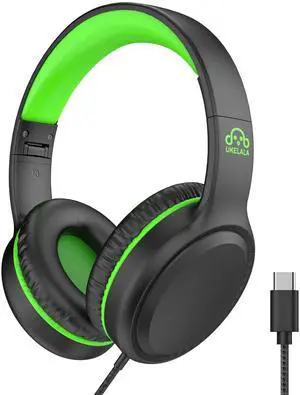 Wired Headphones with Type C Cable for Boys Girls Kids Youth, USB-C Headphones Lightweight Portable Compatible with Pad Phone for Adults Student Children Black Green Wired Headphones with Type C Cable for Boys Girls Kids Youth, USB-C Headphones Lightweight Portable Compatible with Pad Phone for Adults Student Children Black Green