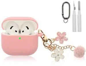 Compatible with AirPods 4 Case, Premium Soft Silicone Protective Case Cover for Apple AirPods 4th Generation with Cleaner Kit Keychain Accessories for Women Girls Compatible with AirPods 4 Case, Premium Soft Silicone Protective Case Cover for Apple AirPods 4th Generation with Cleaner Kit Keychain Accessories for Women Girls