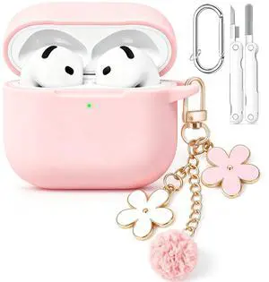 for AirPods 4 Case Cover 2024, Soft Silicone Protector-Pink for AirPods 4 Case Cover 2024, Soft Silicone Protector-Pink