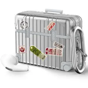 Compatible with AirPods Pro 2nd/1st Generation Case Cover, Cute Funny Suitcase Design Case for Airpods Pro 2nd/1st Gen, Fashion Protective Hard Case for Women Men with Keychain (Silver) Compatible with AirPods Pro 2nd/1st Generation Case Cover, Cute Funny Suitcase Design Case for Airpods Pro 2nd/1st Gen, Fashion Protective Hard Case for Women Men with Keychain (Silver)