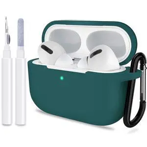 for AirPods Pro 1st/2nd Generation Case Cover, Protective Silicone Skin Accessories with Keychain for Women Men for Apple AirPods Pro 2019/2022 Charging Case,Front LED Visible-Midnight Green for AirPods Pro 1st/2nd Generation Case Cover, Protective Silicone Skin Accessories with Keychain for Women Men for Apple AirPods Pro 2019/2022 Charging Case,Front LED Visible-Midnight Green