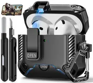 for AirPods 4 Case with Lock & Phone Stand(Black) for AirPods 4 Case with Lock & Phone Stand(Black)