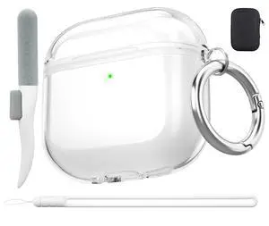 Drop Protection Cover for AirPods 4 Case with Cleaning Kit,Clear White Drop Protection Cover for AirPods 4 Case with Cleaning Kit,Clear White