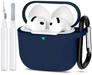 Compatible with AirPods 4 Case Cover, Protective Silicone Skin Accessories with Keychain for Women Men for Apple AirPods 4th Generation Case(2024), Front LED VisibleMidnight Blue Compatible with AirPods 4 Case Cover, Protective Silicone Skin Accessories with Keychain for Women Men for Apple AirPods 4th Generation Case(2024), Front LED VisibleMidnight Blue