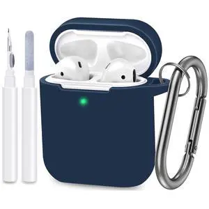 Compatible with AirPods Case Cover, Full Protective Silicone Skin Dust-Proof Designed for Apple AirPods 1st 2nd Generation with Keychain, Front LED Visible, Midnight Blue Compatible with AirPods Case Cover, Full Protective Silicone Skin Dust-Proof Designed for Apple AirPods 1st 2nd Generation with Keychain, Front LED Visible, Midnight Blue