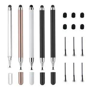5 Pcs Stylus Pen, 2-in-1 Stylus for Touch Screen, High Precision & Sensitivity, Fit for Phones & Tablets, with 6 Rubber Tips & 6 Disc Tips (White/Silver/Black/Rose Gold) 5 Pcs Stylus Pen, 2-in-1 Stylus for Touch Screen, High Precision & Sensitivity, Fit for Phones & Tablets, with 6 Rubber Tips & 6 Disc Tips (White/Silver/Black/Rose Gold)