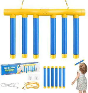 Reflective Drop Stick Challenge Game - Hand-Eye Coordination Reflex Trainer with 3 Speed Modes - Fun Catching Sticks Game for All Ages (Blue) Reflective Drop Stick Challenge Game - Hand-Eye Coordination Reflex Trainer with 3 Speed Modes - Fun Catching Sticks Game for All Ages (Blue)