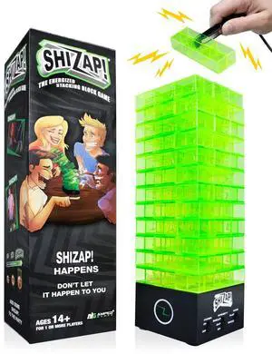 ShiZap! Electric Shock Stacking Block Party Game with LED Music Base ShiZap! Electric Shock Stacking Block Party Game with LED Music Base