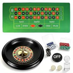 Casino Night Complete Game Set Include 16'' Green Roulette Wheel 35" X 16" Rubber Tabletop Layout Mat, 100 Chips Dealer Button Win Marker Casino Game Sets Gift Ideas Casino Night Complete Game Set Include 16'' Green Roulette Wheel 35" X 16" Rubber Tabletop Layout Mat, 100 Chips Dealer Button Win Marker Casino Game Sets Gift Ideas