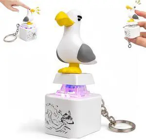 Cute Seagull Mine Button Keychain Press Pop Up Seagull Figure with Flashing Light Funny Fidget Button Keyring Novelty Prank Sseagull Keychain Gift Cute Seagull Mine Button Keychain Press Pop Up Seagull Figure with Flashing Light Funny Fidget Button Keyring Novelty Prank Sseagull Keychain Gift