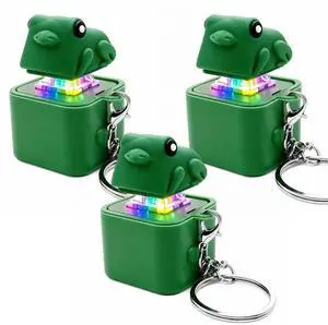 Rechargeable Quacking Duck & Croaking Frog Keychain, Duck & Frog Fidget Clicker Keychain with Real Sound & LED Light, Funny Interactive Desk Stress Relief Toy Gifts(Frog-3pc) Rechargeable Quacking Duck & Croaking Frog Keychain, Duck & Frog Fidget Clicker Keychain with Real Sound & LED Light, Funny Interactive Desk Stress Relief Toy Gifts(Frog-3pc)