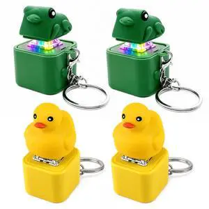 Rechargeable Quacking Duck & Croaking Frog Keychain, Duck & Frog Fidget Clicker Keychain with Real Sound & LED Light, Funny Interactive Desk Stress Relief Toy Gifts(Frog2pc-Duck2pc) Rechargeable Quacking Duck & Croaking Frog Keychain, Duck & Frog Fidget Clicker Keychain with Real Sound & LED Light, Funny Interactive Desk Stress Relief Toy Gifts(Frog2pc-Duck2pc)
