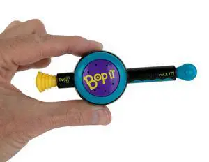 Bop It! The Classic Game of Bop It, Twist It, Pull It in Miniature Size. Travel Electronic Game. Play Solo or with Multiple Players Bop It! The Classic Game of Bop It, Twist It, Pull It in Miniature Size. Travel Electronic Game. Play Solo or with Multiple Players