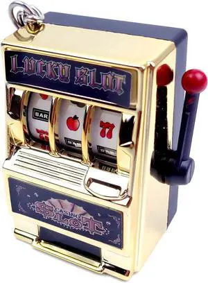 Mini Slot Machine Toy, Lucky Bank with Keychain Gold Mini Slot Machine Toy, Lucky Bank with Keychain Gold