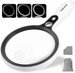 Large Magnifying Glass with 37 LED Light, 10X 20X 45X Handheld Illuminated Lighted Magnifier with 3 Light Modes for Seniors Reading, Inspection, Coins, Exploring Close Work Large Magnifying Glass with 37 LED Light, 10X 20X 45X Handheld Illuminated Lighted Magnifier with 3 Light Modes for Seniors Reading, Inspection, Coins, Exploring Close Work