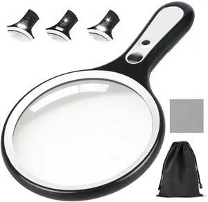 Magnifying Glass with Light for Reading: 5.31 Large Handheld Magnifier Lighted Glasses with 6 LED for Page Book, Small Prints, Coins, Jewelry, Best Lens Gifts for Seniors, Low Vision Elderly Magnifying Glass with Light for Reading: 5.31 Large Handheld Magnifier Lighted Glasses with 6 LED for Page Book, Small Prints, Coins, Jewelry, Best Lens Gifts for Seniors, Low Vision Elderly