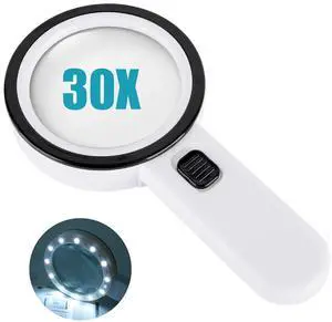Magnifying Glass with Light - 30X Handheld Magnifying Glasses, 13LED Light, Illuminated Reading Magnifier for Seniors, Lighted Magnifier with UV Inspection Magnifying Glass with Light - 30X Handheld Magnifying Glasses, 13LED Light, Illuminated Reading Magnifier for Seniors, Lighted Magnifier with UV Inspection