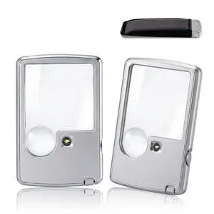 2PCS 3X 6X Magnifying Glass with Light, Mini Pocket Magnifying Glass, Portable Handheld Magnifier with Protective Sheath, Illuminated Lighted Magnifier for Reading, Coins, Hobby, Travel 2PCS 3X 6X Magnifying Glass with Light, Mini Pocket Magnifying Glass, Portable Handheld Magnifier with Protective Sheath, Illuminated Lighted Magnifier for Reading, Coins, Hobby, Travel