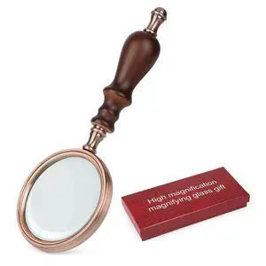 10X Handheld Magnifying Glass Vintage Reading Magnifier with Wooden Handle 10X Handheld Magnifying Glass Vintage Reading Magnifier with Wooden Handle