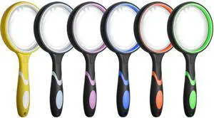 6 Pack Magnifying Glass, 75mm 10X Multicolour Magnifying Glasses Lens Reading Magnifier for Kids and Seniors, Non-Slip Handheld Magnifying Glass for Close Work, Nature Exploration 6 Pack Magnifying Glass, 75mm 10X Multicolour Magnifying Glasses Lens Reading Magnifier for Kids and Seniors, Non-Slip Handheld Magnifying Glass for Close Work, Nature Exploration