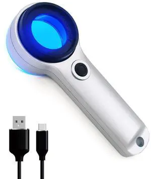 Handheld 60X Magnifier Loupe with UV & LED Lights 30mm Optical Coating Lens USB Rechargeable Jewelry Loupe Magnifying Glass for Jewellery, Rocks, Coins, Stamps, Antique, Watch Repairs Handheld 60X Magnifier Loupe with UV & LED Lights 30mm Optical Coating Lens USB Rechargeable Jewelry Loupe Magnifying Glass for Jewellery, Rocks, Coins, Stamps, Antique, Watch Repairs