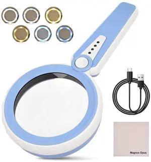 45X Magnifying Glass with Light, Rechargeable LED Magnifier, 6 Color Modes, 4.6" Large Lens, Handheld for Seniors Reading, Coins, Jewelry, Crafts 45X Magnifying Glass with Light, Rechargeable LED Magnifier, 6 Color Modes, 4.6" Large Lens, Handheld for Seniors Reading, Coins, Jewelry, Crafts
