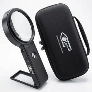 30X 10X Hands-Free Magnifying Glass with Stand, USB Rechargeable LED Light, Storage Case | Handheld Magnifier for Reading 30X 10X Hands-Free Magnifying Glass with Stand, USB Rechargeable LED Light, Storage Case | Handheld Magnifier for Reading