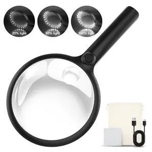 Handheld Magnifying Glass with LED Light, Rechargeable Reading Magnifier Handheld Magnifying Glass with LED Light, Rechargeable Reading Magnifier