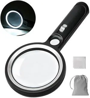 Handheld Magnifying Glass with Light, 10X 30X Optical Glass Magnifying Glass with 31 LEDs Lighted, The Essential Magnifier for Seniors, Reading, Puzzle, Coins, Jewelry, Inspection & Close Work Handheld Magnifying Glass with Light, 10X 30X Optical Glass Magnifying Glass with 31 LEDs Lighted, The Essential Magnifier for Seniors, Reading, Puzzle, Coins, Jewelry, Inspection & Close Work
