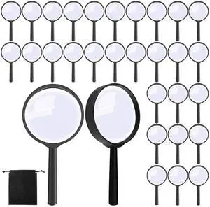 24 Pack Handheld Magnifier Plastic Magnifying Glass for Reading Jewelry Home Office Desk Accessories with Storage Bag 24 Pack Handheld Magnifier Plastic Magnifying Glass for Reading Jewelry Home Office Desk Accessories with Storage Bag