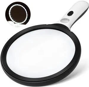 Magnifying Glass with Light Large 5" Lens, Handheld Illuminated Lighted Magnifier 24LED 1UV Light for Seniors, Reading, Coins, Jewelry, Close Work Magnifying Glass with Light Large 5" Lens, Handheld Illuminated Lighted Magnifier 24LED 1UV Light for Seniors, Reading, Coins, Jewelry, Close Work