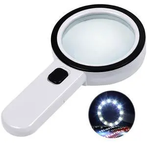 Magnifying Glass with 12 LED Lights for Senior Reading, 10X Magnifying Glass with 12 LED Lights for Senior Reading, 10X