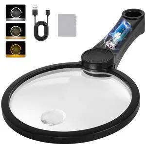15X 30X 45X Rechargeable Magnifying Glass with Light, Large 5.2-Inch 15X 30X 45X Rechargeable Magnifying Glass with Light, Large 5.2-Inch