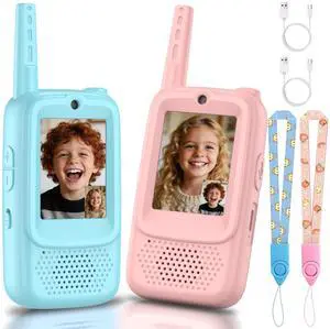 Video Walkie Talkies for Kids, 2 Pack Rechargeable Walkie Talkies with Screen, Long Range 2 Way Radio with 4 Voice Effects, Christmas Birthday Gifts for Age 3-12 Boys Girls Indoor/Outdoor/campin Video Walkie Talkies for Kids, 2 Pack Rechargeable Walkie Talkies with Screen, Long Range 2 Way Radio with 4 Voice Effects, Christmas Birthday Gifts for Age 3-12 Boys Girls Indoor/Outdoor/campin