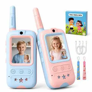 Video Walkie Talkies for Kids, 2 Pack Kids Video Walkie Talkies with Screen, Long Range Walkie Talkies with 4 Voice Effects, Video Call Toy Gifts for Boys Girls Age 3-12 (Blue & Pink) Video Walkie Talkies for Kids, 2 Pack Kids Video Walkie Talkies with Screen, Long Range Walkie Talkies with 4 Voice Effects, Video Call Toy Gifts for Boys Girls Age 3-12 (Blue & Pink)