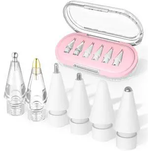 Upgraded 6 Pack Apple Pencil Tips Replacement with Clear Case, No Wear Out Fine Point Precise Control Metal Pencil Nibs Compatible with Apple Pencil 1st Gen/2nd Gen/USB C/iPad Pro Pencil Upgraded 6 Pack Apple Pencil Tips Replacement with Clear Case, No Wear Out Fine Point Precise Control Metal Pencil Nibs Compatible with Apple Pencil 1st Gen/2nd Gen/USB C/iPad Pro Pencil