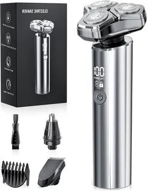 Electric Razor for Men, Wet/Dry Electric Shaver, 10,000RPM High-Speed Motor, Upgraded Curved Razor Foil, 3-in-1 Beard, Nose & Sideburn Trimmer, IPX8 Waterproof, Quick Charge & Travel Lock Electric Razor for Men, Wet/Dry Electric Shaver, 10,000RPM High-Speed Motor, Upgraded Curved Razor Foil, 3-in-1 Beard, Nose & Sideburn Trimmer, IPX8 Waterproof, Quick Charge & Travel Lock