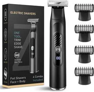 Beard Trimmer for Men, All-in-One Oneblade Electric Shaver, Perforated Dual-Sided Blades Painless Electric Razor, IPX7 Waterproof Body Groomer for Face and Body with LED Display Beard Trimmer for Men, All-in-One Oneblade Electric Shaver, Perforated Dual-Sided Blades Painless Electric Razor, IPX7 Waterproof Body Groomer for Face and Body with LED Display