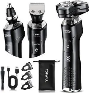 Electric Shaver for Men, 3-in-1 Rechargeable Razor and Trimmer Electric Shaver for Men, 3-in-1 Rechargeable Razor and Trimmer