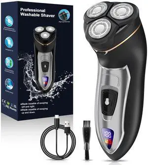 Electric Razor for Men, 4D Floating Head & LCD Display, Cordless Rechargeable Electric Shaver for Men with Pop-Up Trimmer, IPX7 Waterproof Wet & Dry Shave, Type-C Quick Charge, Portable Travel, Black Electric Razor for Men, 4D Floating Head & LCD Display, Cordless Rechargeable Electric Shaver for Men with Pop-Up Trimmer, IPX7 Waterproof Wet & Dry Shave, Type-C Quick Charge, Portable Travel, Black
