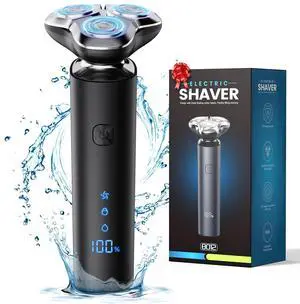 Electric Razor for Men, Men's Electric Shaver, 3-Blade Rotary Shaving System, Touch Switch, Type-C Fast Charging, LED Display, Travel Lock, 90+ Minutes Run Time Electric Razor for Men, Men's Electric Shaver, 3-Blade Rotary Shaving System, Touch Switch, Type-C Fast Charging, LED Display, Travel Lock, 90+ Minutes Run Time