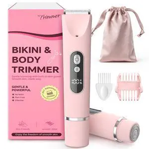 Bikini Trimmer for Women,Smooth Electric Razor for Sensitive Skin, IPX7 Waterproof Wet & Dry Cordless Body Shaver & Grooming Set for Bikini Area, Pubic Hair, Face, Underarms & Legs (Pink) Bikini Trimmer for Women,Smooth Electric Razor for Sensitive Skin, IPX7 Waterproof Wet & Dry Cordless Body Shaver & Grooming Set for Bikini Area, Pubic Hair, Face, Underarms & Legs (Pink)