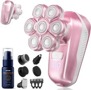 Electric Shaver for Women, Electric Razor with 7D Magnetic Shaver Heads, Wet Dry Bikini Trimmer Kit for Women & Men, Nose Ear Hair Trimmer, USB Rechargeable Clippers, Pink Electric Shaver for Women, Electric Razor with 7D Magnetic Shaver Heads, Wet Dry Bikini Trimmer Kit for Women & Men, Nose Ear Hair Trimmer, USB Rechargeable Clippers, Pink