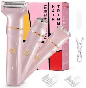 Bikini Trimmer for Women, 3-in-1 Electric Razors for Women with Ceramic Trimmer Blades & Foil Shaver, IPX7 Waterproof Rechargeable Womens Bikini Shaver for Bikini Line, Legs, Underarms & Face Bikini Trimmer for Women, 3-in-1 Electric Razors for Women with Ceramic Trimmer Blades & Foil Shaver, IPX7 Waterproof Rechargeable Womens Bikini Shaver for Bikini Line, Legs, Underarms & Face