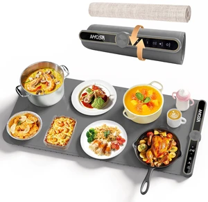 Warming Mat for Food, Extra Large XXL32 x15 Roll Up Food Warming Mat | Fast Heating Electric Food Warmer with 9 Level Temperature and 6 Hours Timer Portable Warming Trays for Buffets Party (Grey) Warming Mat for Food, Extra Large XXL32 x15 Roll Up Food Warming Mat | Fast Heating Electric Food Warmer with 9 Level Temperature and 6 Hours Timer Portable Warming Trays for Buffets Party (Grey)