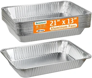 21"x13" Full Size Aluminum Pans, 20 Pack Heavy Duty Deep Disposable Foil Roasting Pan & Baking Pans, Large Chafing Trays for Catering, Steam Table, Hotels, Restaurants, Buffets & 21"x13" Full Size Aluminum Pans, 20 Pack Heavy Duty Deep Disposable Foil Roasting Pan & Baking Pans, Large Chafing Trays for Catering, Steam Table, Hotels, Restaurants, Buffets &