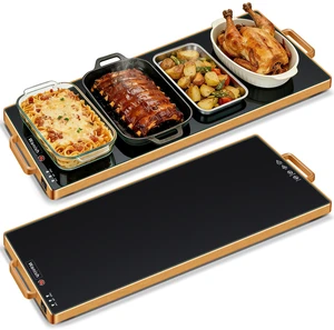 Electric Warming Tray,XL 32"x12",Tempered Glass Warming Mat for Food,Black | Keep Food Warm,Gold Handles Food Warmers For Parties Buffet Daily Gatherings,Temperature Control,Full Surface Warm Electric Warming Tray,XL 32"x12",Tempered Glass Warming Mat for Food,Black | Keep Food Warm,Gold Handles Food Warmers For Parties Buffet Daily Gatherings,Temperature Control,Full Surface Warm