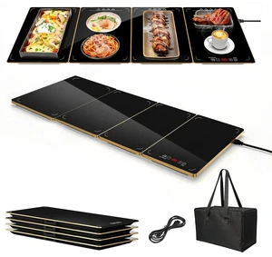 Electric Warming Tray XXL 35"x16" with Storage Bag, AdjustableSize Food Warming Mat, 4in1 Expandable Modular, Food Warmer for Parties, Buffet, Catering & Gatherings, 8Level Temp & Timer, Gold Edge Electric Warming Tray XXL 35"x16" with Storage Bag, AdjustableSize Food Warming Mat, 4in1 Expandable Modular, Food Warmer for Parties, Buffet, Catering & Gatherings, 8Level Temp & Timer, Gold Edge